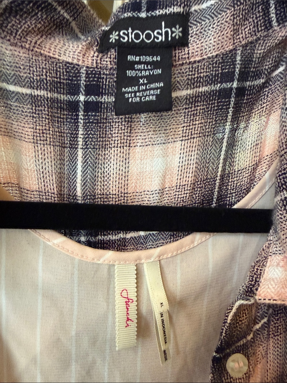 Stoosh Pink Cream Plaid Layered Tank Top - Picture 3 of 3